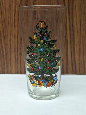 Vintage Carlton Christmas Tree Drinking Glass Replacement Cup Single Glassware